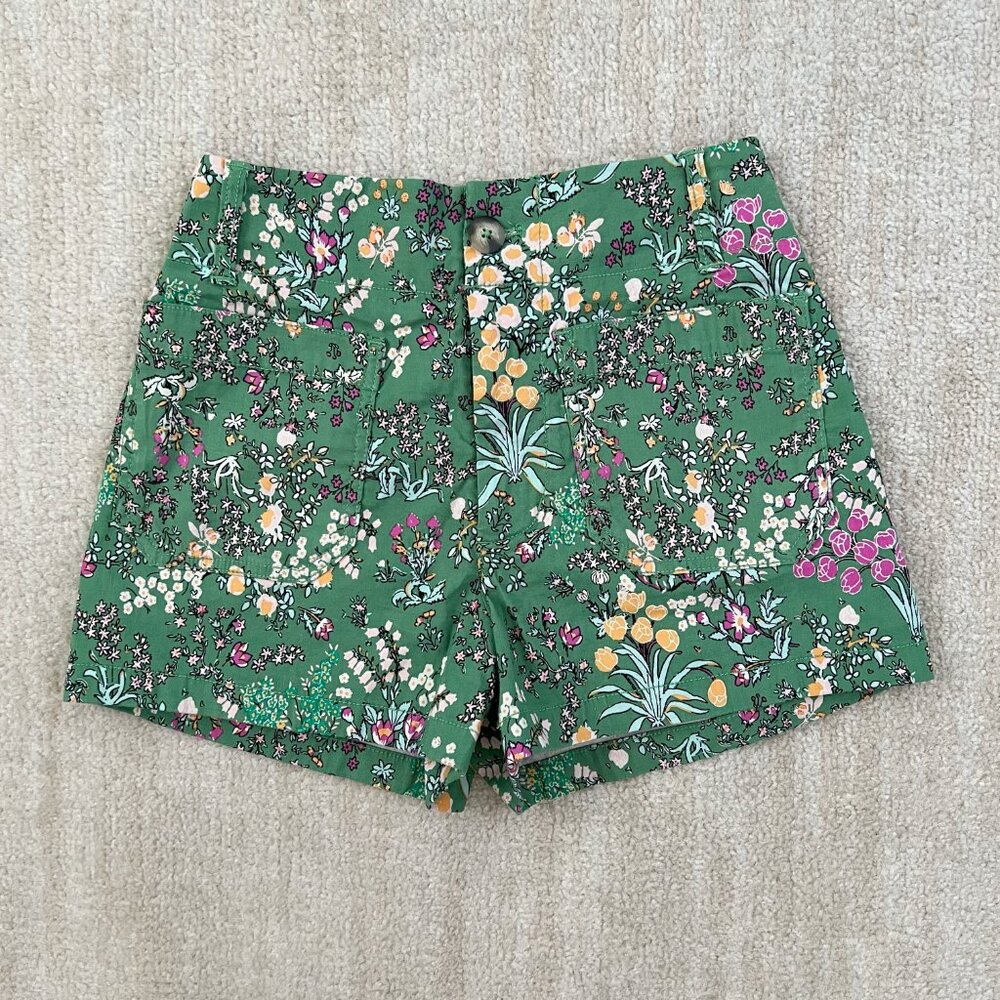 Anthropologie Maeve The Colette Floral High Rise Linen Cotton Shorts 24